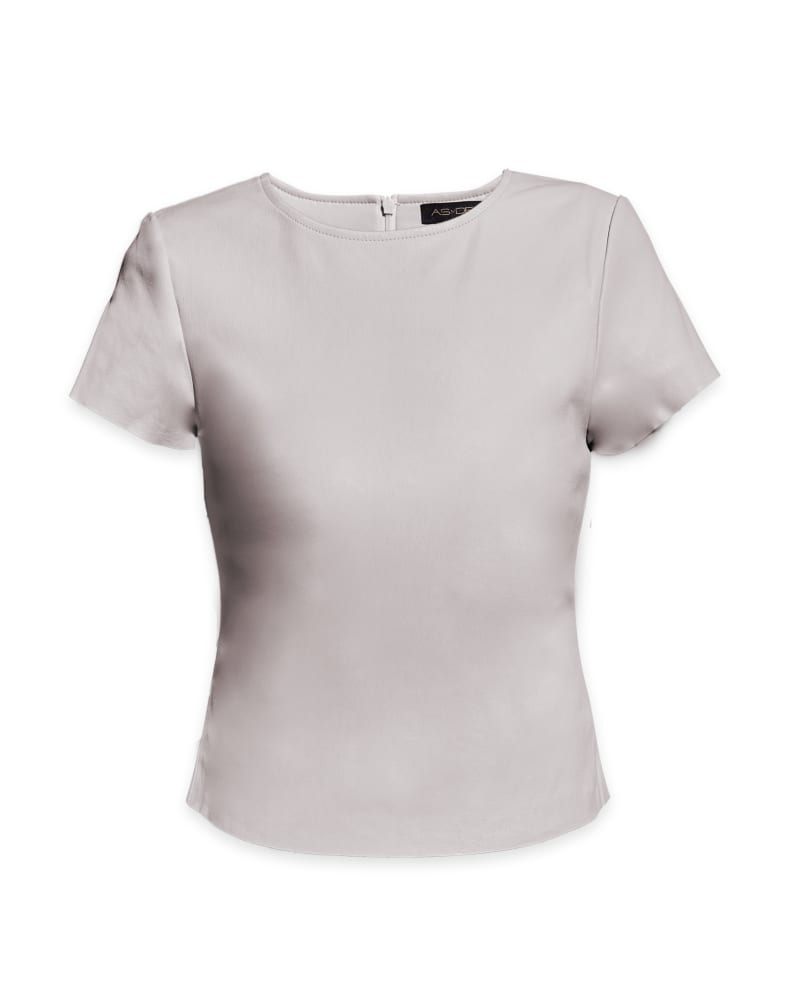 Front of a size 3XL Brando Stretch Leather Tee in Buttercream by AS by DF. | dia_product_style_image_id:291303